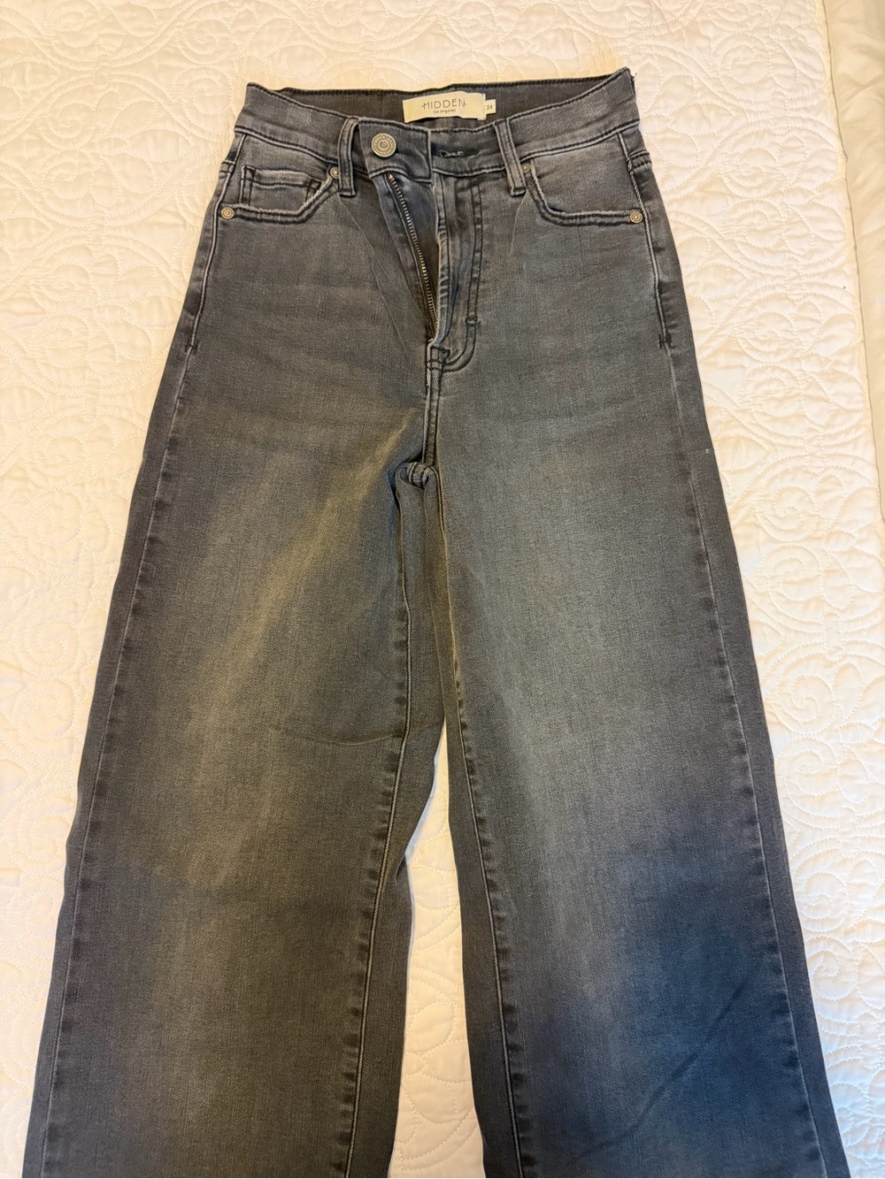 Hidden Jeans Wide Leg Jeans Womens 26 Black High Rise Faded Denim HD9103D-BLKR